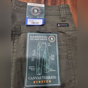 NWT G.H. Bass & CO. Canvas Terrain Stretch Pants Sz 36X30